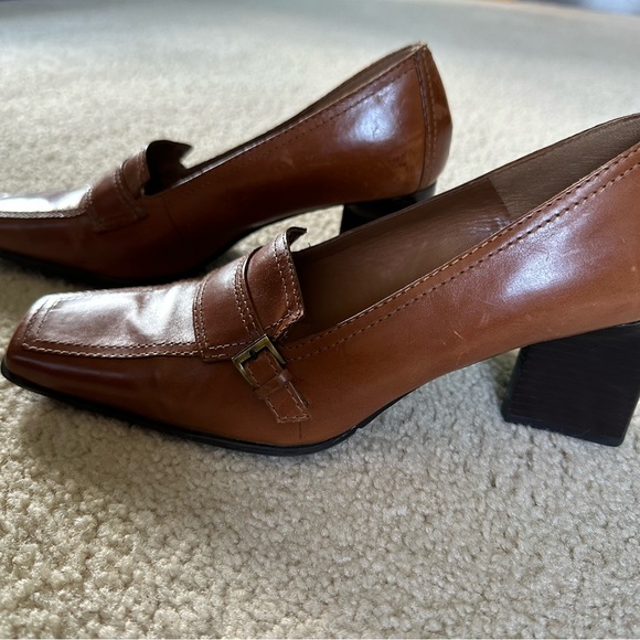 Enzo Angiolini Leather Cognac chunky heeled loafer. Size 7.5 - Picture 8 of 8